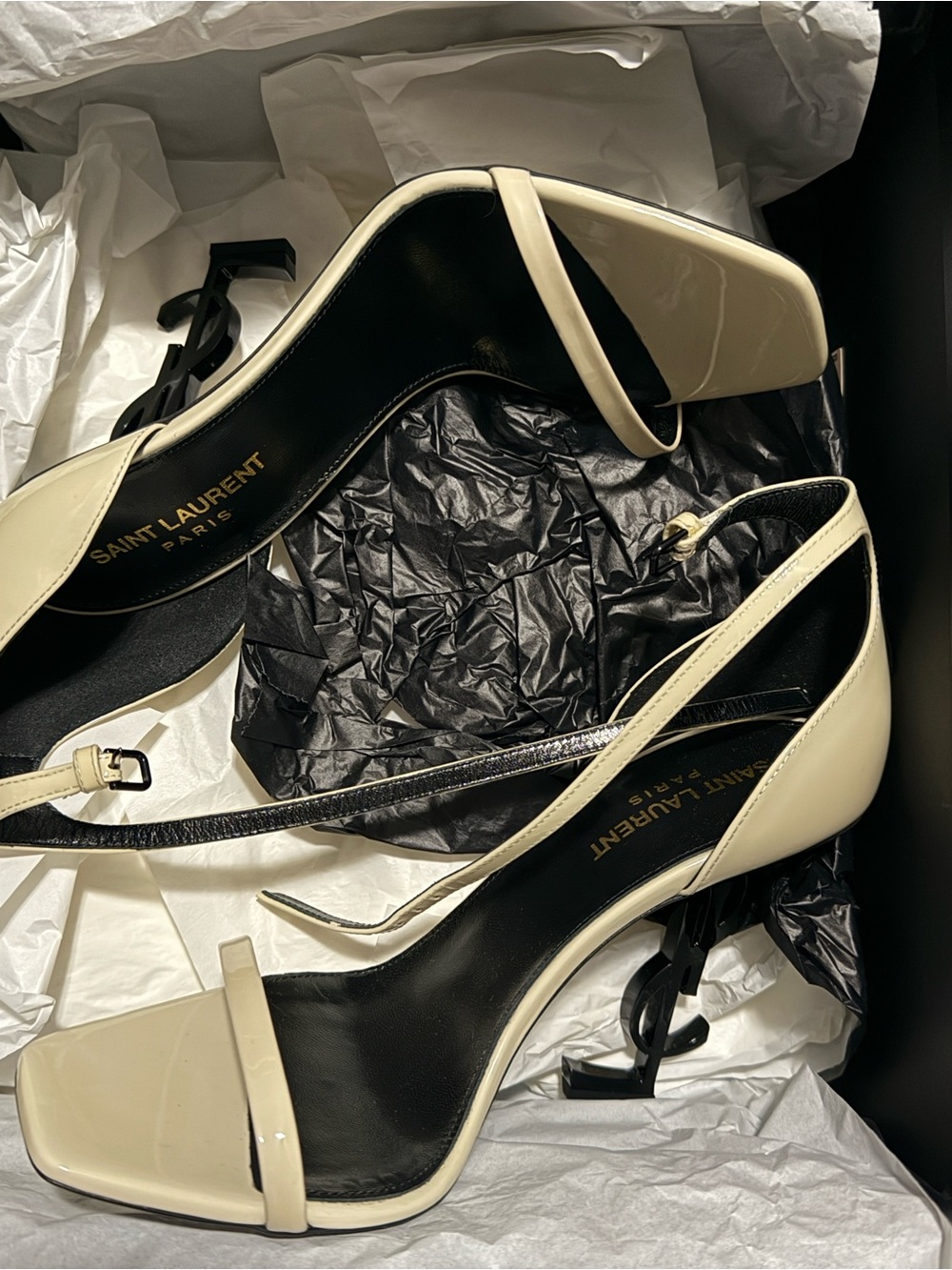 “Opyum” Saint Laurent Ivory Patent Leather Heels
